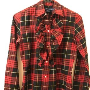 Ralph Lauren Button down plaid blouse